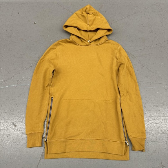 John Elliott Hoodie Mens Small Yellow Fleece Pullover Side Zip Sweatshirt USA - Picture 2 of 7